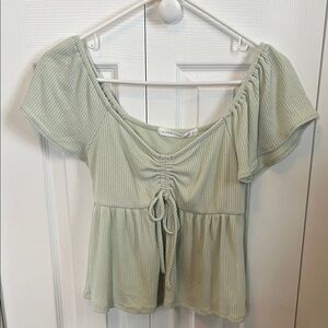 Altar'd State Light Green Ruched Blouse
